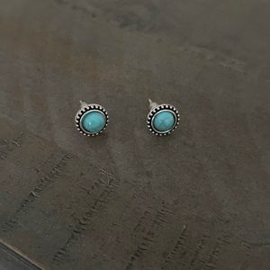 One pair of women’s turquoise in color earrings